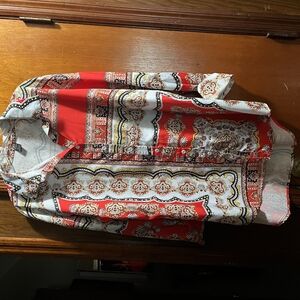 Womens Red and White Patterned Shirt